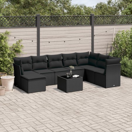 Set de sofás de jardín 8 piezas y cojines ratán sintético negro de , Conjuntos de jardín - Ref: Foro24-3218055, Precio: 540,4...