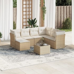 Juego de sofás de jardín con cojines beige 8 pzas ratán PE de , Conjuntos de jardín - Ref: Foro24-3217998, Precio: 493,84 €, ...