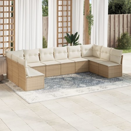 Juego de sofás jardín con cojines beige 10 pzas ratán sintético de , Conjuntos de jardín - Ref: Foro24-3218088, Precio: 600,5...