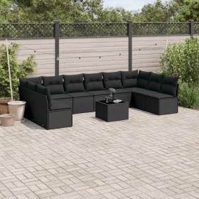 Set de sofás de jardín 11 pzas y cojines ratán sintético negro de , Conjuntos de jardín - Ref: Foro24-3218095, Precio: 643,67...