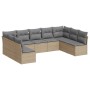 Set de sofás de jardín 9 pzas con cojines ratán sintético beige de , Conjuntos de jardín - Ref: Foro24-3218069, Precio: 535,3...
