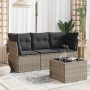 Set de sofás de jardín 4 pzas y cojines ratán sintético gris de , Conjuntos de jardín - Ref: Foro24-3217220, Precio: 230,63 €...