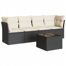Set de muebles de jardín 5 pzas y cojines ratán sintético negro de , Conjuntos de jardín - Ref: Foro24-3217236, Precio: 281,2...