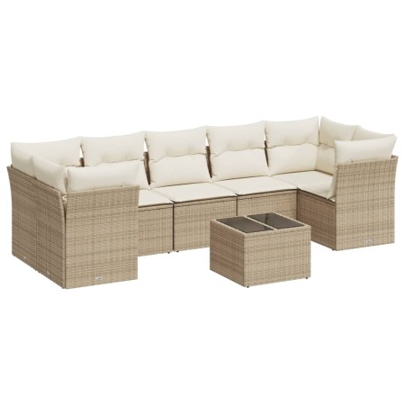 Juego de sofás de jardín con cojines beige 8 pzas ratán PE de , Conjuntos de jardín - Ref: Foro24-3217288, Precio: 540,77 €, ...
