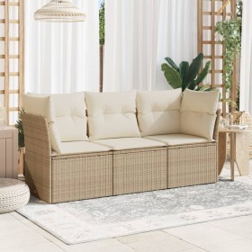 Juego de sofás de jardín con cojines beige 3 pzas ratán PE de , Conjuntos de jardín - Ref: Foro24-3217208, Precio: 213,19 €, ...