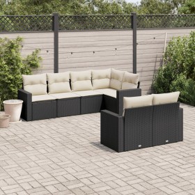 Set de comedor de jardín 7 pzas y cojines ratán sintético negro de , Conjuntos de jardín - Ref: Foro24-3219196, Precio: 451,9...