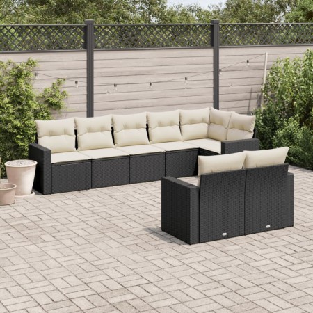 Set de sofás de jardín 8 piezas y cojines ratán sintético negro de , Conjuntos de jardín - Ref: Foro24-3219206, Precio: 484,3...