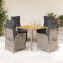 Set comedor de jardín 5 piezas con cojines ratán sintético gris en Conjuntos de jardín | Comprar online en Foru.es