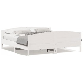Estructura de cama con cabecero madera de pino blanco 200x200cm de , Camas y somieres - Ref: Foro24-3216162, Precio: 268,00 €...