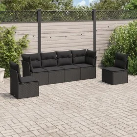 Set de sofás de jardín 6 piezas y cojines ratán sintético negro de , Conjuntos de jardín - Ref: Foro24-3249204, Precio: 373,9...