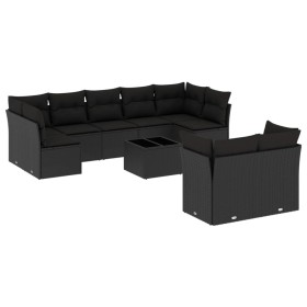 Set de sofás de jardín 10 pzas cojines ratán sintético negro de , Conjuntos de jardín - Ref: Foro24-3249994, Precio: 644,35 €...