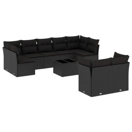 Set de sofás de jardín 10 pzas cojines ratán sintético negro de , Conjuntos de jardín - Ref: Foro24-3249994, Precio: 644,35 €...