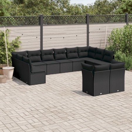 Set de sofás de jardín 12 piezas cojines ratán sintético negro de , Conjuntos de jardín - Ref: Foro24-3250264, Precio: 772,46...