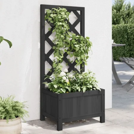 Jardinera enrejada madera maciza de abeto negra de , Maceteros y jardineras - Ref: Foro24-365475, Precio: 41,24 €, Descuento: %