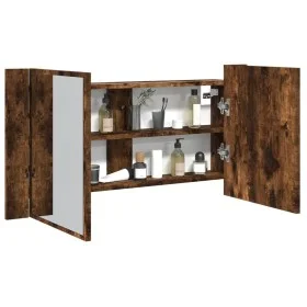 Smoked oak acrylic LED bathroom mirror cabinet 90x12x45 cm by , bathroom vanities - Ref: Foro24-834967, Price: 54,45 €, Disco...