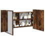 Armario espejo de baño LED acrílico roble ahumado 90x12x45 cm de , Tocadores de baño - Ref: Foro24-834967, Precio: 55,10 €, D...