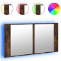 Armario espejo de baño LED acrílico roble ahumado 90x12x45 cm de , Tocadores de baño - Ref: Foro24-834967, Precio: 55,10 €, D...