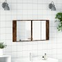 Armario espejo de baño LED acrílico roble ahumado 90x12x45 cm de , Tocadores de baño - Ref: Foro24-834967, Precio: 55,10 €, D...
