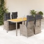 Set comedor de jardín 5 piezas con cojines ratán sintético gris en Conjuntos de jardín | Comprar online en Foru.es