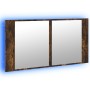Armario espejo de baño LED acrílico roble ahumado 90x12x45 cm de , Tocadores de baño - Ref: Foro24-834967, Precio: 55,10 €, D...