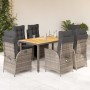 Set comedor jardín 7 pzas y cojines ratán sintético gris en Conjuntos de jardín | Comprar online en Foru.es