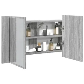 Armario espejo de baño con luz LED acrílico gris 80x12x45 cm de , Tocadores de baño - Ref: Foro24-834952, Precio: 55,65 €, De...