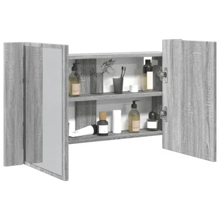 Armario espejo de baño con luz LED acrílico gris 80x12x45 cm de , Tocadores de baño - Ref: Foro24-834952, Precio: 55,65 €, De...