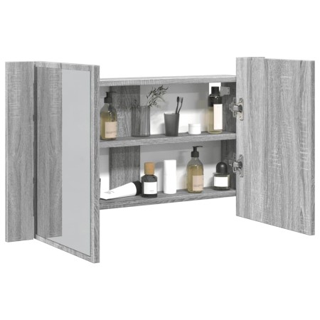 Armario espejo de baño con luz LED acrílico gris 80x12x45 cm de , Tocadores de baño - Ref: Foro24-834952, Precio: 56,31 €, De...