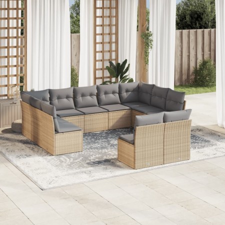 Set de sofás de jardín 11pzas con cojines ratán sintético beige de , Conjuntos de jardín - Ref: Foro24-3250188, Precio: 622,6...