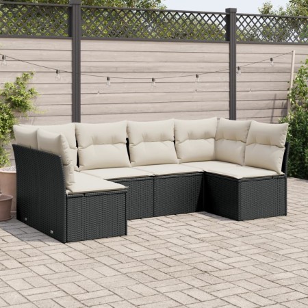Set de sofás de jardín 6 piezas y cojines ratán sintético negro de , Conjuntos de jardín - Ref: Foro24-3249225, Precio: 352,5...
