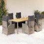 Set comedor jardín 7 pzas y cojines ratán sintético gris en Conjuntos de jardín | Comprar online en Foru.es