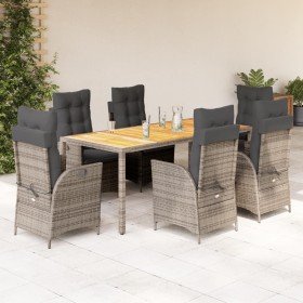 Set comedor jardín 7 pzas y cojines ratán sintético gris en Conjuntos de jardín | Comprar online en Foru.es