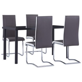 Juego de comedor 5 piezas cuero sintético gris de , muebles para cocinas y comedores - Ref: Foro24-3053012, Precio: 440,15 €,...
