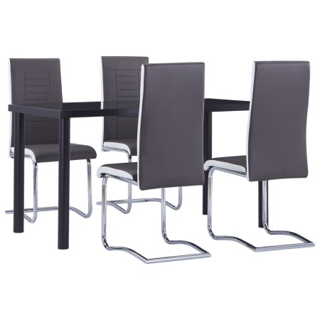 Juego de comedor 5 piezas cuero sintético gris de , muebles para cocinas y comedores - Ref: Foro24-3053012, Precio: 440,15 €,...