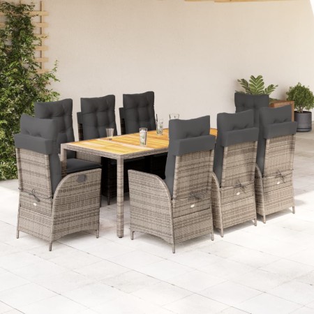 Set comedor jardín 9 pzas y cojines ratán sintético gris en Conjuntos de jardín | Comprar online en Foru.es