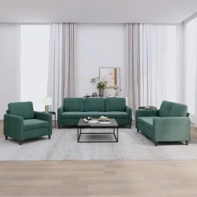 Juego de sofás 3 piezas terciopelo verde oscuro de , Sofás - Ref: Foro24-3201936, Precio: 721,05 €, Descuento: %