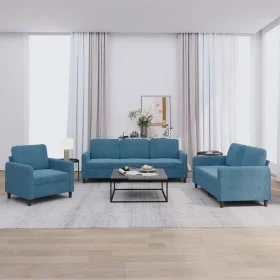 Juego de sofás 3 piezas terciopelo azul de , Sofás - Ref: Foro24-3201943, Precio: 712,38 €, Descuento: %