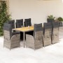 Set comedor jardín 9 pzas y cojines ratán sintético gris en Conjuntos de jardín | Comprar online en Foru.es