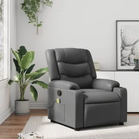 Sillón de masaje reclinable cuero sintético gris de , Sillones - Ref: Foro24-374126, Precio: 230,61 €, Descuento: %