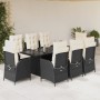 Set de comedor de jardín 9 pzas y cojines ratán sintético negro en Conjuntos de jardín | Comprar online en Foru.es
