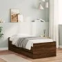 Brown oak bed frame with drawers 75x190 cm by , Beds and slatted bases - Ref: Foro24-3207363, Price: 155,59 €, Discount: %