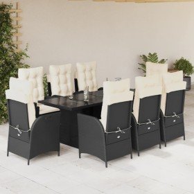 Set de comedor de jardín 9 pzas y cojines ratán sintético negro en Conjuntos de jardín | Comprar online en Foru.es