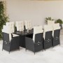 Set de comedor de jardín 9 pzas y cojines ratán sintético negro en Conjuntos de jardín | Comprar online en Foru.es