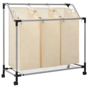 Separador de colada con 3 bolsas acero color crema de vidaXL, Cestas para ropa - Ref: Foro24-282427, Precio: 34,57 €, Descuen...