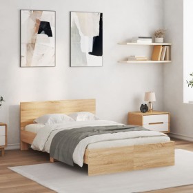 Estructura de cama con cabecero roble Sonoma 120x200 cm de , Camas y somieres - Ref: Foro24-3207492, Precio: 149,05 €, Descue...