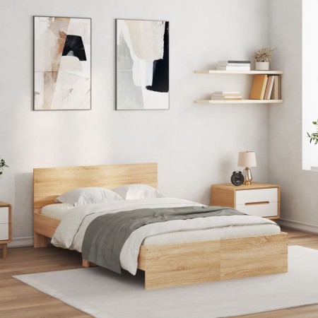 Estructura de cama con cabecero roble Sonoma 120x200 cm de , Camas y somieres - Ref: Foro24-3207492, Precio: 149,05 €, Descue...