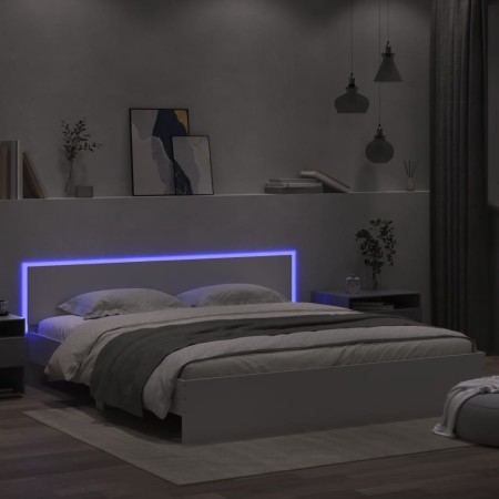 Estructura de cama con cabecero y luces LED blanca 200x200 cm de , Camas y somieres - Ref: Foro24-3207581, Precio: 224,54 €, ...