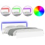 Estructura de cama con cabecero y luces LED blanca 200x200 cm de , Camas y somieres - Ref: Foro24-3207581, Precio: 224,54 €, ...