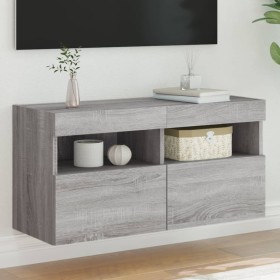 Mueble de TV de pared con luces LED gris Sonoma 80x30x40 cm de , Muebles TV - Ref: Foro24-837207, Precio: 59,24 €, Descuento: %