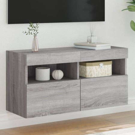 Mueble de TV de pared con luces LED gris Sonoma 80x30x40 cm de , Muebles TV - Ref: Foro24-837207, Precio: 59,24 €, Descuento: %